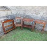 A collection of furniture to include a 19th century mahogany table with drawer and plant shelf