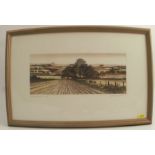 Kathleen Caddick, limited edition colour print, Field Edge Farm, 11ins x 17.5ins