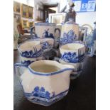 A Royal Doulton Norfolk pattern coffee set, comprising six cups and saucers, coffee pot, sugar