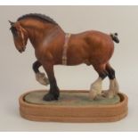 A Royal Worcester colour standard figure, Shire Horse, with a home made plinth, no backstamp