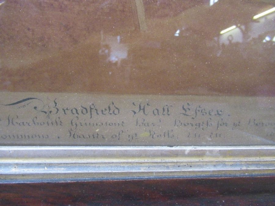 A 19th century watercolour, Bradfield Hall Essex, with inscription below, 14.5ins x 17.75ins - Image 3 of 5