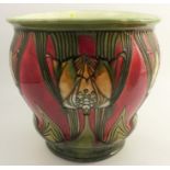 A Minton Secessionist jardinière, decorated in the No.72 pattern, af, height 13ins, diameter 14ins -