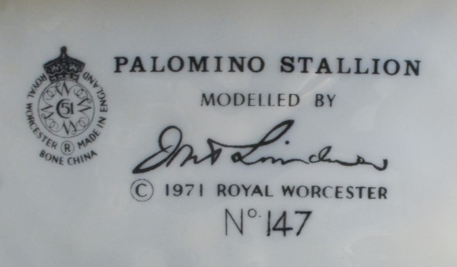 A Royal Worcester limited edition figure, Palomino Stallion, modelled by Doris Lindner, with - Image 2 of 3