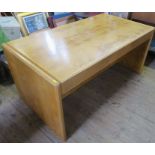 An HK Furniture ltd, large burr wood desk, fitted with a drawer, width 64ins x depth 33.5ins x