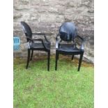 Pair of black Kartell Louis Ghost armchairs