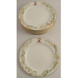 A set of nine Victorian Royal Worcester porcelain dinner plates, hand decorated outside the