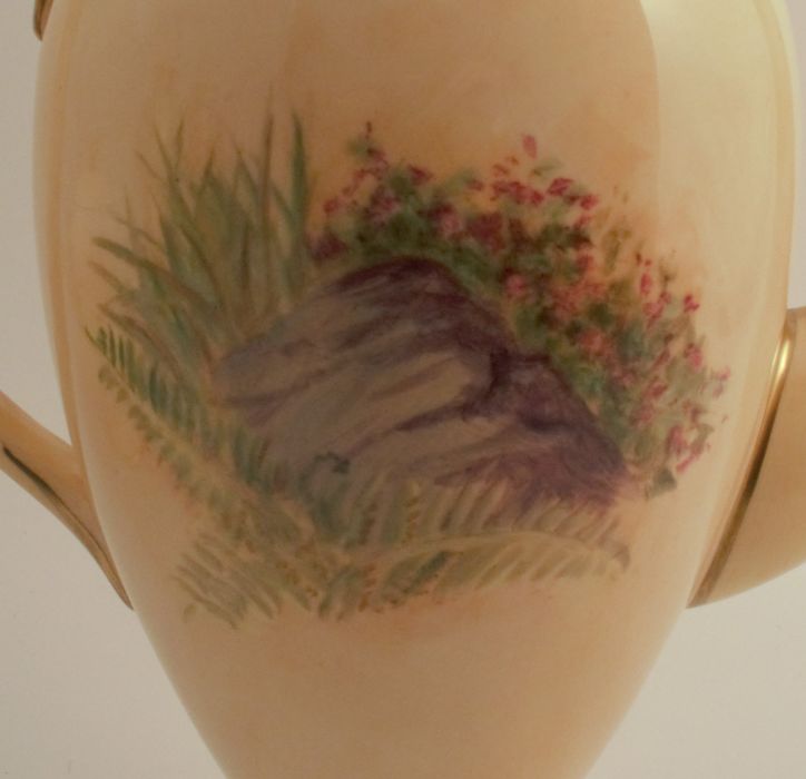 F Clark, a porcelain tea pot, decorated with Sheep in landscape to the front, height 7ins, - Image 6 of 7