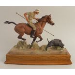 A Royal Worcester figure, Hog-Hunting, modelled by Doris Lindner, model number 3164, with plinth -