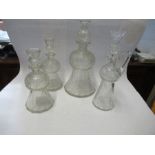 A Scottish influence decanter of thistle form and being part hob nail cut with star cut base