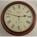 A 19th century circular mahogany cased school clock, the dial inscribed Rich of Worcester diameter