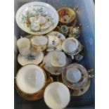 A collection of assorted ceramics, mainly cups and saucers, to include Ansley, Royal Worcester etc