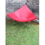 Red leather Vitra "Coconut" chair after George Nelson