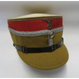 German Third Reich SA style kepi, with silver band, and badge of eagle holding a swastika, bearing