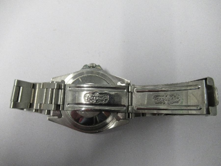 A 1970 Rolex GMT Master wristwatch, Model No. 1675, having wide "Pepsi" Bezel, and pointed crown - Image 5 of 12