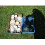 A quantity of Royal Worcester Bacchanal teaware, together with glass fishing floats