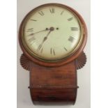 A 19th century mahogany drop dial school clock, with enamel dial