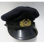 A DRKB style Kyffhauser Bund Visor cap, of dark blue material with a band of black rayon embroidered