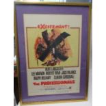 A 1966 original The Professionals film poster, framed, 20ins x 13.5ins