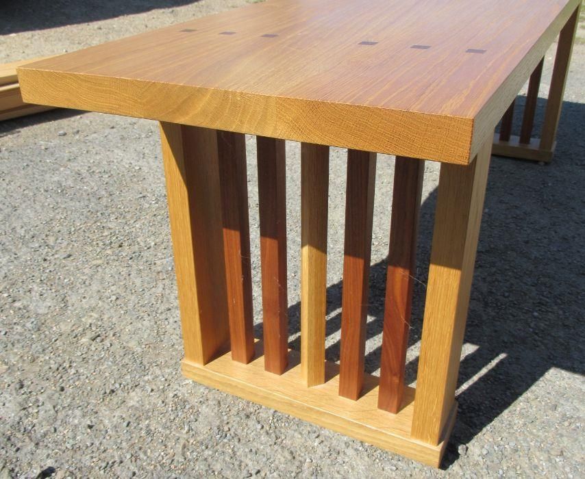 An oak and black walnut bench, with label to the base, Jeremy Cornwell, width 59ins x height 18.5ins - Image 2 of 3