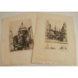 Francis Halpern, two unframed, signed, limited edition etchings, one titled Whitehall, London (