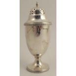 A silver sugar caster, with gadrooned edge, Birmingham 1928, weight 4.5oz, together with a silver