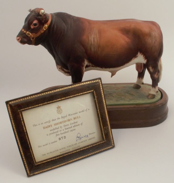 A Royal Worcester limited edition figure, Dairy Shorthorn Bull, modelled by Doris Lindner, with