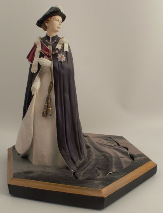 A Royal Worcester figure, Queen Elizabeth II, second colour standard, unmarked, with plinth base