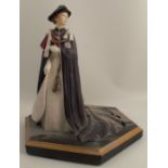 A Royal Worcester figure, Queen Elizabeth II, second colour standard, unmarked, with plinth base