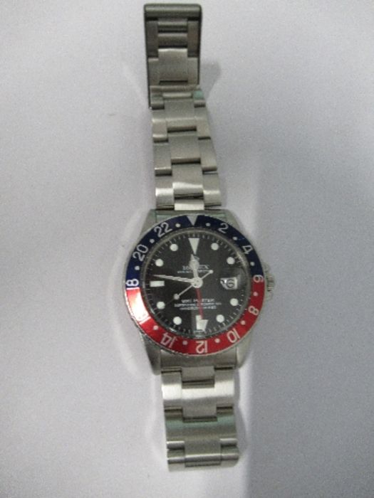 A 1970 Rolex GMT Master wristwatch, Model No. 1675, having wide "Pepsi" Bezel, and pointed crown - Image 2 of 12