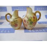 Two Royal Worcester blush ivory flat back jugs