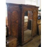 A Victorian mirror door burr walnut compactum, Height 81ins x width 81ins x depth 25ins