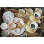 A quantity of china, to include a pair of blush ivory vases, three graduated jugs, plates, cups etc