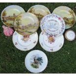 A collection of plates, to include Royal Worcester, decorated with castles, a Grandmother's Dress