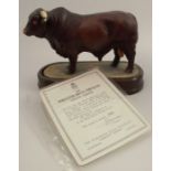 A Royal Worcester limited edition figure, Santa Gertrudis Bull, modelled by Doris Lindner, with