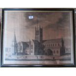 An Antique black and white print, The Cathedral Church of Worcester, 18ins x 24ins