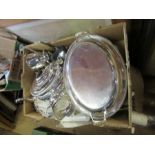 A box of silver plate etc