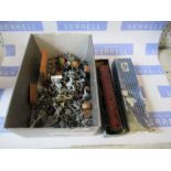 A box of lead soldiers and a boxed hornby carriage