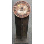 A cast iron canal marker, Worcester 2 miles, height 35ins