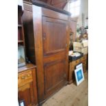 An Antique oak free standing corner cupboard, width 40ins , height 76ins