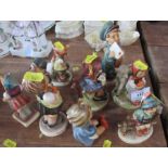 Nine Geobels porcelain figures - age related crazing,  inspection did not reveal chips or repairs