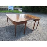 A 19th century mahogany D end dining table, with extra leaf, width 47ins, height 29ins, max length