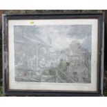 After W Hogarth, black and white etching, The Polling Plate III,  19ins x 24ins