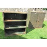 A metal set of shelves, width 36ins and metal cabinet, width 36ins
