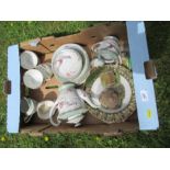 A box of Japanese teaware and model cottages