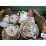 A box of sundry china to include Aynsley, Royal Crown Derby, etc.