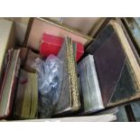A box of assorted sundries to include albums, etc.
