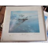 After Robert Taylor, colour print, Spitfire, first edition signed by Group Captain Sir Douglas Bader