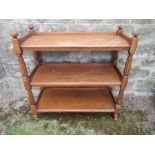 A buffet, having three shelves, with reeded supports, width 41.5ins x height 41.5ins x depth 18.