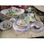 A collection of 19th century china, to include teapot and cup, decanters, comport and dish with leaf