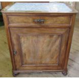 A 19th century mahogany side cabinet, the top inset with tiles, fitted with a drawer over a